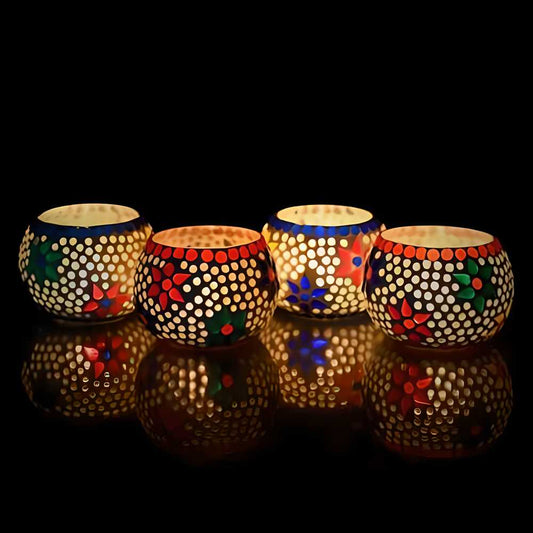 Mosaic Glass Decorative Tea Light Holder ( Set of 4)